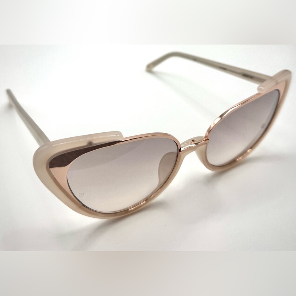 Linda Farrow LFL/736/6 Cat Eye Sunglasses Beige Blush Rose Gold Made Japan - Picture 3 of 10